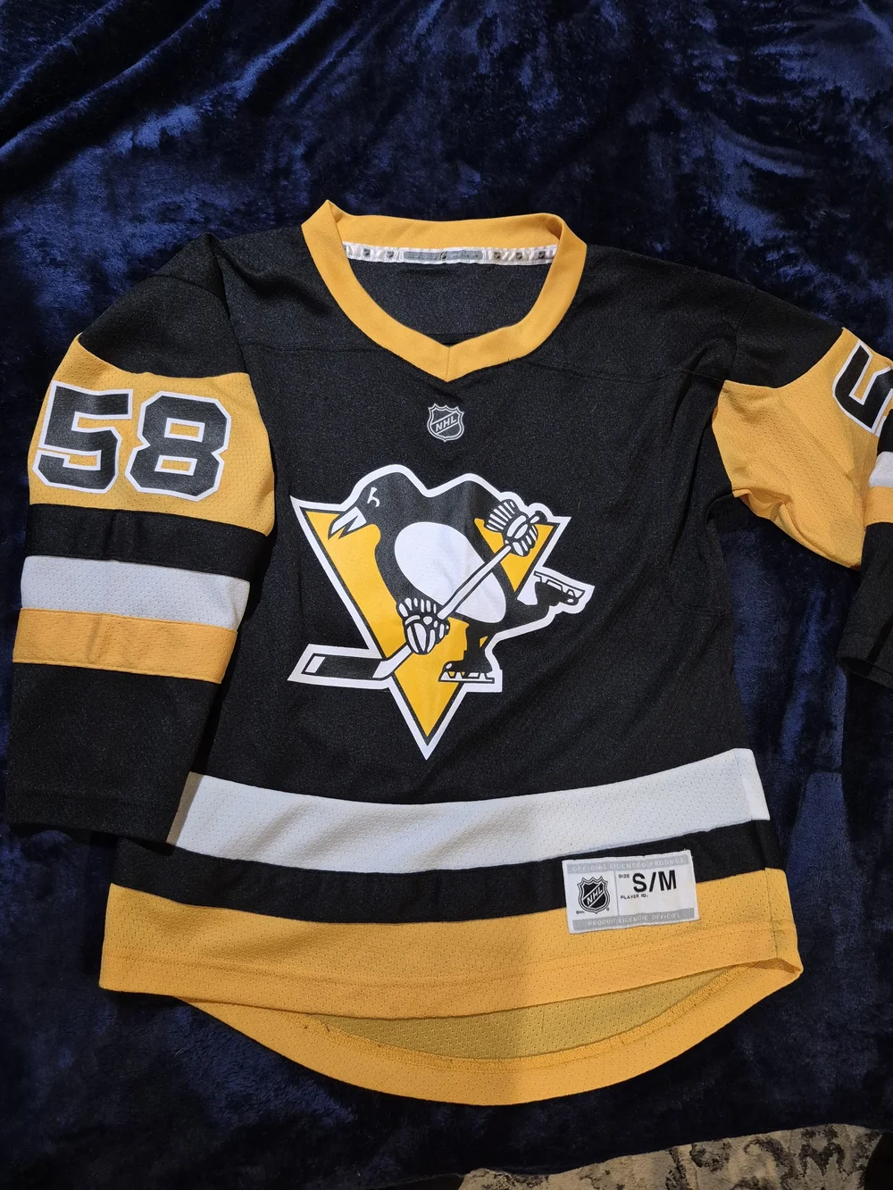 NHL Pittsburgh Penguins Black, Gold & White Youth Hockey Jersey #58